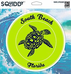 Squiddy South Beach Florida Turtle Beach - Vinyl Sticker For Car Laptop Notebook 4" High