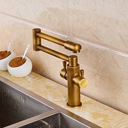 Senlesen Deck Mount Antique Brass Bathroom Faucet Kitchen Sink Mixer Tap Swivel Spout With Cove Plate