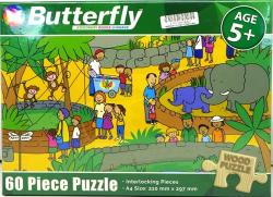 Butterfly 60 Piece A4 Wooden Puzzle At The Zoo