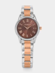 Rose Plated Chocolate Dial Two-tone Bracelet Watch