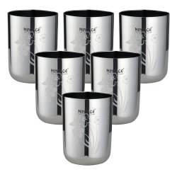 6 X Mintage Dinnerware Tumbler Stainless Steel Drinking Water Glass - 8.4 Ounce MTG-UN44A