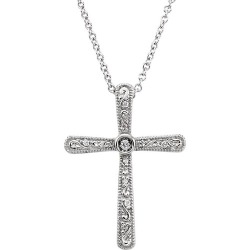 14kt White Gold .05 Ctw Diamond Cross 18 Necklace