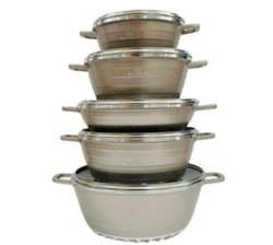 10 Pieces Ceramic Non-stick Light Weighted Pots - Brown