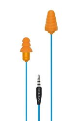 PLUGFONES Guardian In-ear Earplug Earbud Hybrid - Noise Reduction In-ear Headphones Blue & Orange