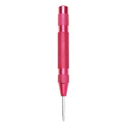 Chercherr Automatic Centre Punch Tool Center Pin Spring Loaded Marking Drilling Tool For Window Steel Wood Plastic Metal Glass Leather Walls Drilling Positioning Red