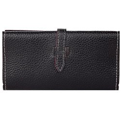 Women's Pu Leather Horizontal Card Holder Buckle Clutch Wallet Purse Black For Huawei Y3 Y5 Honor 9 Nova 2 P10