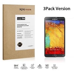 3PACK Lifetime Warranty Xoxo Mobile Premium Tempered Glass Screen Protector For N9000 Samsung Galaxy Note 3 Lll - Real Tempered Glass - Scratch