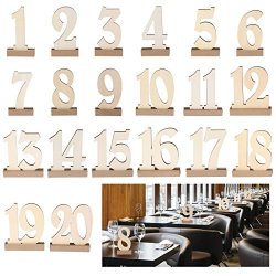 Rosenice 20PCS 1-20 Wooden Wedding Table Number Holders