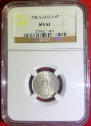 1936 6d Sixpence Ngc Graded Ms63 Rb