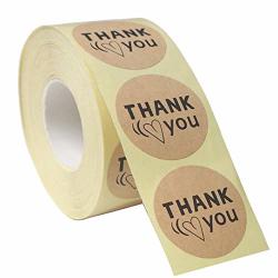 Baisdy 1.5" Kraft Thank You Stickers 500 Labels Per Roll