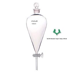 Glass Ulab Separatory Funnel 1000ML And Standard Taper For Joints 24 29 Heavy Wall Separatory Funnel Pear Shape Without Graduation 3.3 Borosilicate UGF1012