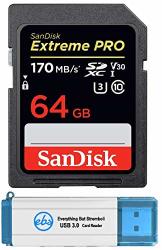 Sandisk 64GB Sdxc Sd Extreme Pro Memory Card Bundle Works With Nikon D3500 D7500 D5600 Digital Dslr Camera 4K V30 U3 SDSDXXY-064G-GN4IN Plus 1