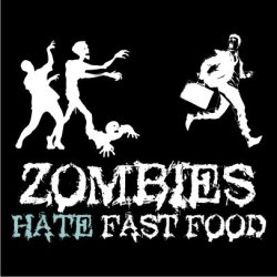 Zombies Hate Fast Food Womens T-Shirt Black Small