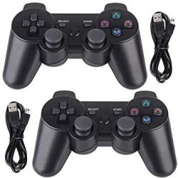 Silver+Red Autker PS3 Controller Wireless 2 Pack Playstation 3 Controller Double Vibration Bluetooth Dualshock 3 for PS3 with 2 Charging Cable 