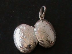 Solid Sterling Silver Oval Locket Pendant