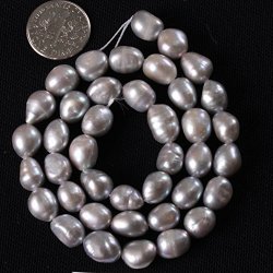 Joe Foreman 8-9X10-11MM Dyed Freshwater Cultrued Pearl Freeform Loose Beads For Jewelry Making Whole Beads Strand Gray 15