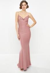 Missguided Slinky Cowl Neck Maxi Dress - Pink