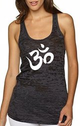 Yoga Aum Om Ohm India Symbol Burnout Racerback Tank Top Large Black