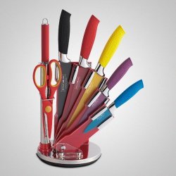 Royalty Line 8-PIECE Colourful Non-stick Knife Set With Acrylic Stand