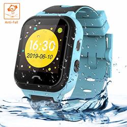 Themoemoe Kids Smartwatch Phone Kids Smartwatch Waterproof Anti-fall 2G Gps lbs Tracker Sos Camera Games Compatible With Android Ios Blue
