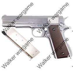 We Full Metal Colt 1911 Single Stack Green Gas Blow Back Pistol - Silver