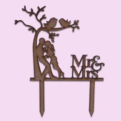 Mr & Mrs Tree Cake Topper Wood Or Acrylic