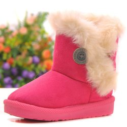 Children Suede Artificial Fur Lining Snow Boots Warm Soft Winter Shoes