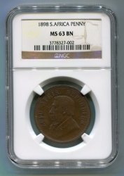 1898 Kruger Penny Ms63bn Ngc Graded Ms 63 Bn - Zuid Afrikaansche Republiek - Scarce