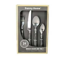24 Piece Marble Cutlery Set