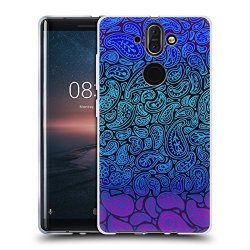 Official Micklyn Le Feuvre Purple Paisley Patterns 3 Soft Gel Case For Nokia 8 Sirocco