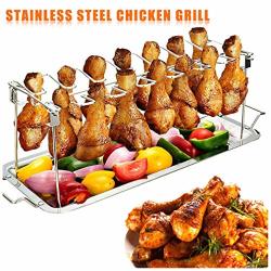 Pesly Chicken Holder Rack Grill Stand Roasting For Bbq Non Stick Stainless Steel Chicken Wing & Leg Rack For Grill Smoker Or Oven Non-stick Grills Rack