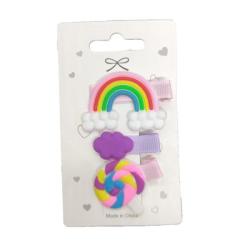 4AKID Assorted Rainbow Hairclips - 3 Piece