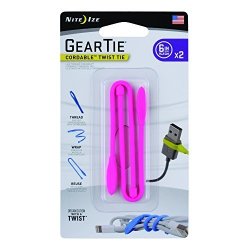 Nite Ize Gear Tie Cordable Twist Tie 6" - 2 Pack - Neon Pink
