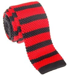 Retreez Vintage Smart Casual Men's 2" Skinny Knit Tie - Red And Black