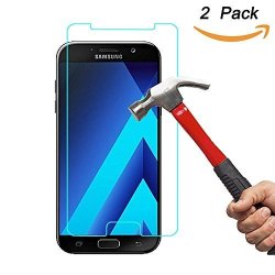 Evermarket Premium HD Clear Tempered Glass 9H-HARDNESS Screen Protector Flim For Samsung Galaxy A7 2017 2 Pack