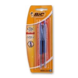 BIC Click Ball Pen Medium 1MM - 2 Pack - Blue