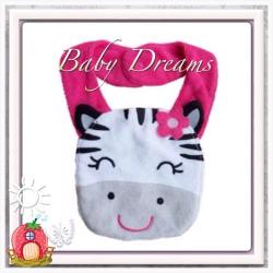Baby Girl - Girly Zebra 3 Layer Waterproof Soft Toweling Bib With Easy Snap Closing