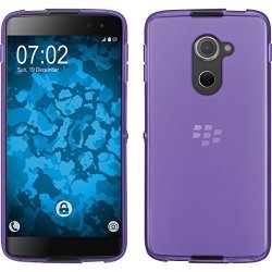 Phonenatic Silicone Case Compatible With Blackberry DTEK60 - Transparent Purple Cover + Protective Foils