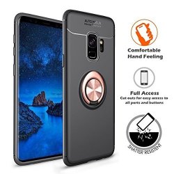 Likesea Samsung Galaxy S9 Case 360 Degree Rotatable Bracket Shockproof Metal Buttonhole Bracket Case For Samsung Galaxy S9 - Rose Gold