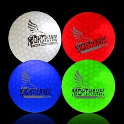 Nighthawk 4 Light Activated LED Light Up Golf Balls Glow In The Dark Official Size Weight Constant On