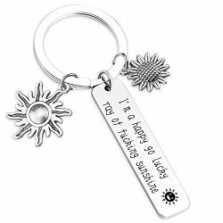 Hn Hnhb A Happy Go Lucky Ray Of Sunshine Funny Keychain Sunshine Gift Inspirational Jewelry Gifts Lucky Ray Ke ...