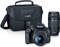 Canon Eos Rebel T7 Dslr CAMERA|2 Lens Kit With EF18-55MM + Ef 75-300MM Lens Black Standard 2-5 Working Days