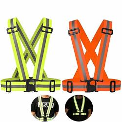 Upgraded Ultrathin Lightweight Safety Reflective Night Running Vest With Adjustable Strap & Breathable Holes 360 High Visibility For Running Jogging Cycling Hiking Walking Orange green