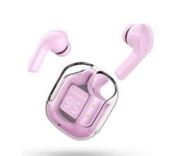 Bluetooth Earbuds Enc Noise Cancelling Transparent Earphones - Pink