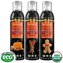 Simply Beyond Organic Spray-on Spice Seasoning - All 3 Fall Spices Cinnamon Pumpkin Spice Gingerbread