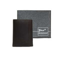 Fino HL-1303B Genuine Leather Left Hand Slim Card Holder Wallet With Box-coffee