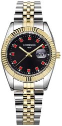 Chronos Luxury Stainless Steel Crystal Diamond Watches For Couple Waterproo Aanalog Lovers Wristwatches
