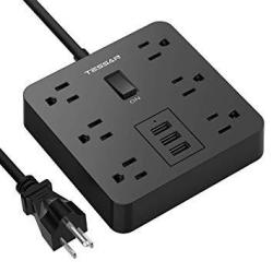 POWER Strip With USB Ports 6 Outlets Desktop Charging Station With 15A 4FT Extension Cord And Circuit Breaker Safeguard Home And Office Accessories Etl Listed Black