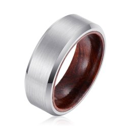 Men's Sandalwood Matte Silver Tungsten Ring WR-109 - 9