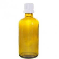 100ML Amber Glass Bottle With Fast Flow Dropper Cap - White